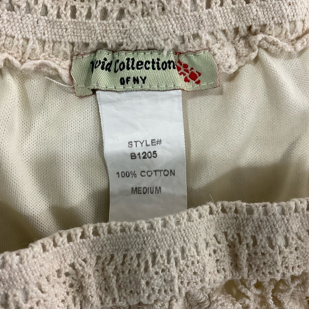 Vivid Collection Shorts Womens M Crochet Boho Coquette Cotton Knit Lined Ivory - Picture 4 of 10